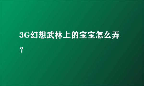 3G幻想武林上的宝宝怎么弄？