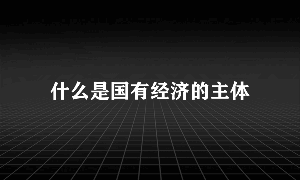 什么是国有经济的主体