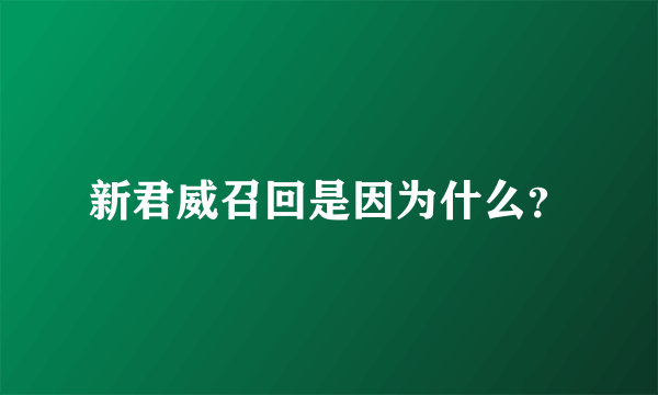 新君威召回是因为什么？