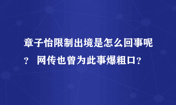 章子怡限制出境是怎么回事呢？ 网传也曾为此事爆粗口？