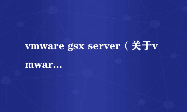 vmware gsx server（关于vmware gsx server的简介）