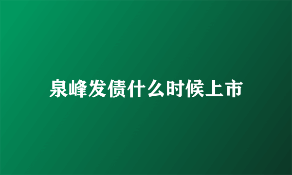 泉峰发债什么时候上市