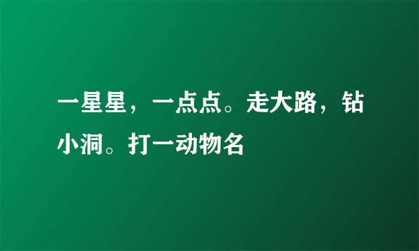 一星星，一点点。走大路，钻小洞。打一动物名