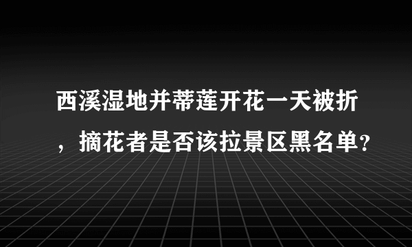 西溪湿地并蒂莲开花一天被折，摘花者是否该拉景区黑名单？