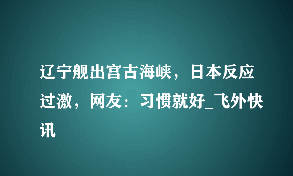 辽宁舰出宫古海峡，日本反应过激，网友：习惯就好_飞外快讯