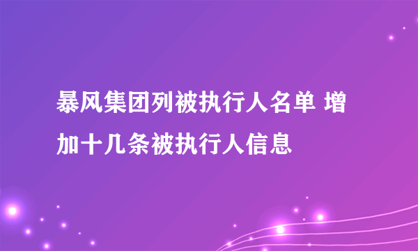 暴风集团列被执行人名单 增加十几条被执行人信息