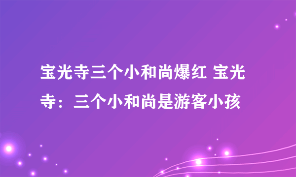 宝光寺三个小和尚爆红 宝光寺：三个小和尚是游客小孩