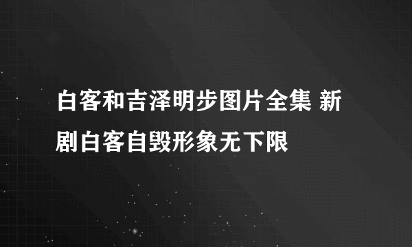 白客和吉泽明步图片全集 新剧白客自毁形象无下限