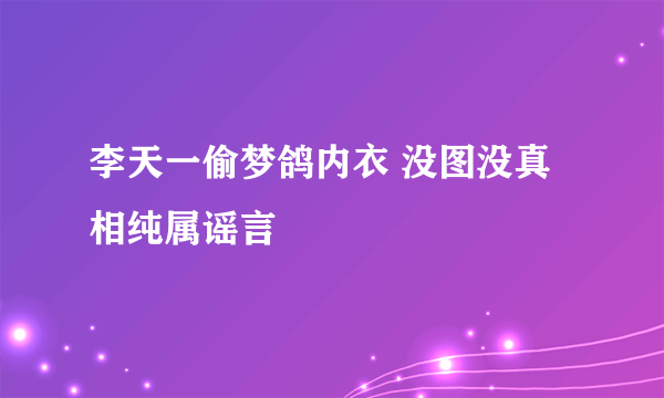 李天一偷梦鸽内衣 没图没真相纯属谣言