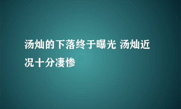 汤灿的下落终于曝光 汤灿近况十分凄惨