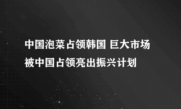 中国泡菜占领韩国 巨大市场被中国占领亮出振兴计划