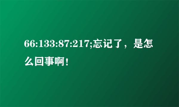 66:133:87:217;忘记了，是怎么回事啊！