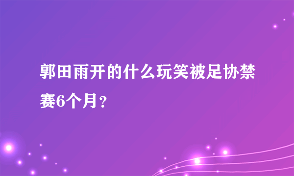 郭田雨开的什么玩笑被足协禁赛6个月？