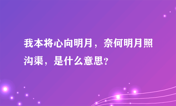 我本将心向明月，奈何明月照沟渠，是什么意思？