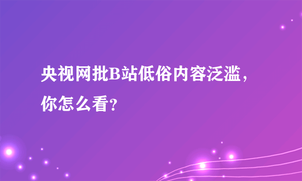 央视网批B站低俗内容泛滥，你怎么看？