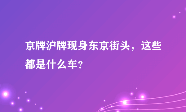 京牌沪牌现身东京街头，这些都是什么车？