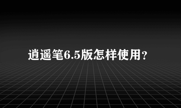 逍遥笔6.5版怎样使用？