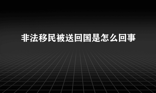 非法移民被送回国是怎么回事