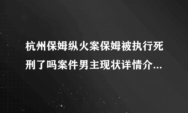 杭州保姆纵火案保姆被执行死刑了吗案件男主现状详情介绍_飞外网