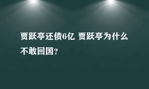 贾跃亭还债6亿 贾跃亭为什么不敢回国？