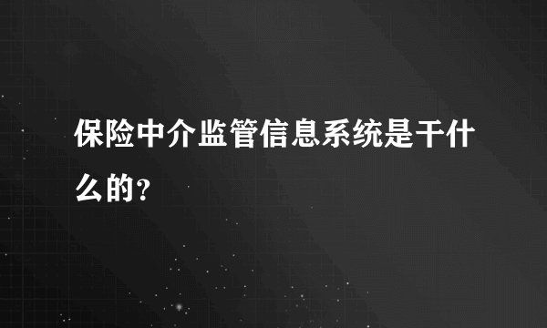 保险中介监管信息系统是干什么的？