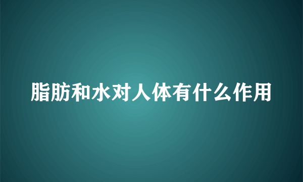 脂肪和水对人体有什么作用