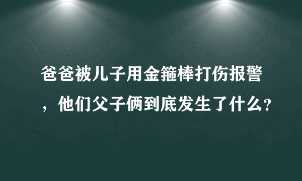 爸爸被儿子用金箍棒打伤报警，他们父子俩到底发生了什么？