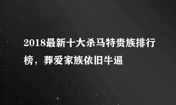 2018最新十大杀马特贵族排行榜，葬爱家族依旧牛逼