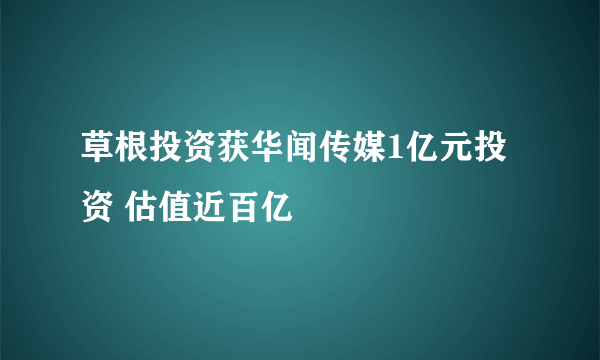 草根投资获华闻传媒1亿元投资 估值近百亿