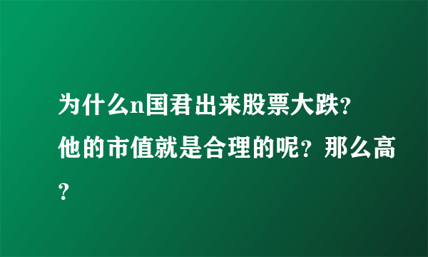 为什么n国君出来股票大跌？他的市值就是合理的呢？那么高？