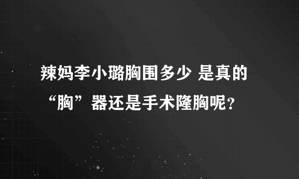 辣妈李小璐胸围多少 是真的“胸”器还是手术隆胸呢？