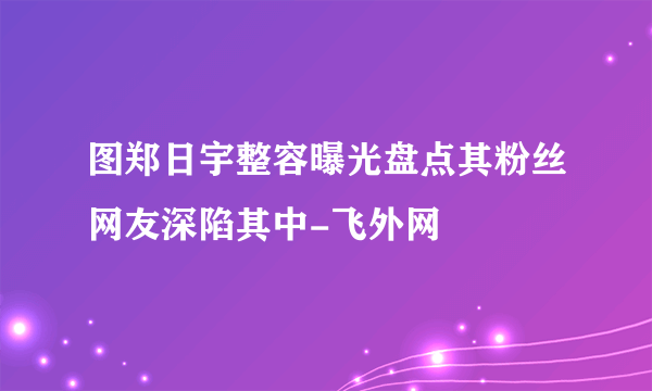 图郑日宇整容曝光盘点其粉丝网友深陷其中-飞外网