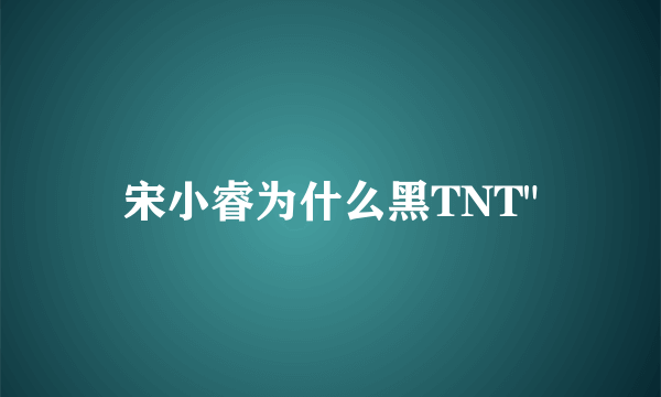 宋小睿为什么黑TNT