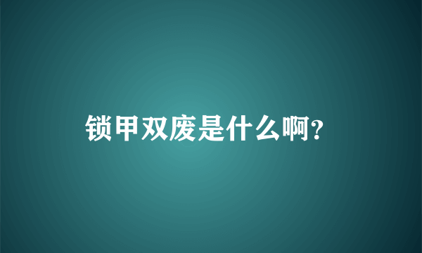 锁甲双废是什么啊？