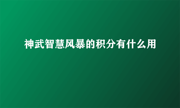 神武智慧风暴的积分有什么用