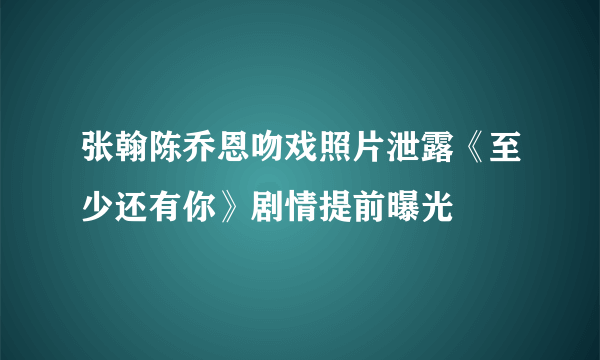 张翰陈乔恩吻戏照片泄露《至少还有你》剧情提前曝光