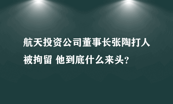 航天投资公司董事长张陶打人被拘留 他到底什么来头？