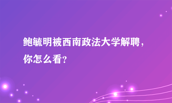 鲍毓明被西南政法大学解聘，你怎么看？