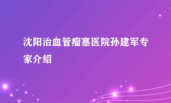 沈阳治血管瘤塞医院孙建军专家介绍