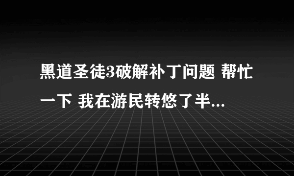 黑道圣徒3破解补丁问题 帮忙一下 我在游民转悠了半天 我要下STEAM版本的 但是补丁要下哪个？？？