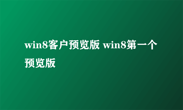 win8客户预览版 win8第一个预览版