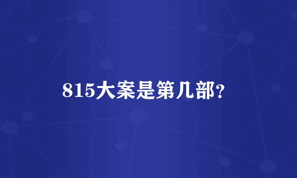 815大案是第几部？