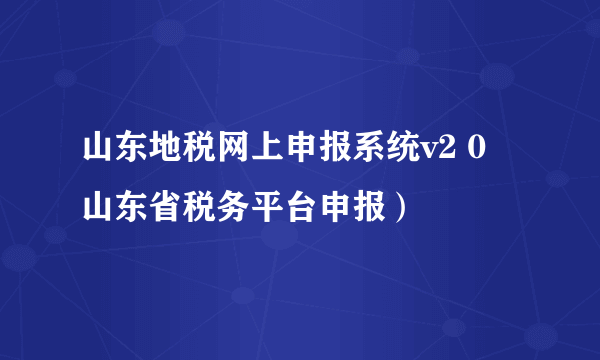 山东地税网上申报系统v2 0 山东省税务平台申报）