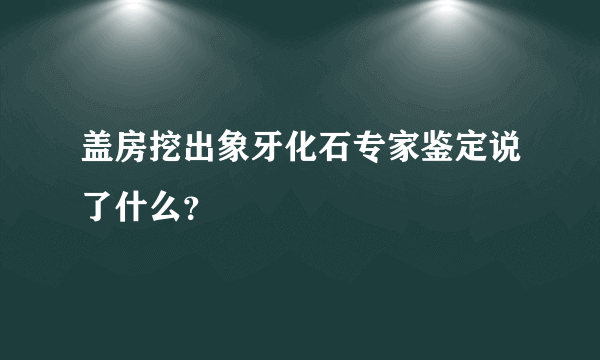 盖房挖出象牙化石专家鉴定说了什么？