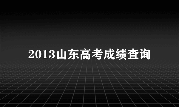 2013山东高考成绩查询