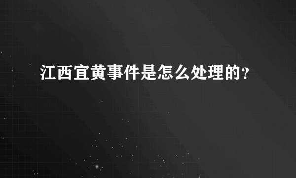 江西宜黄事件是怎么处理的？