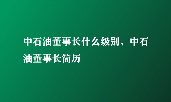 中石油董事长什么级别，中石油董事长简历