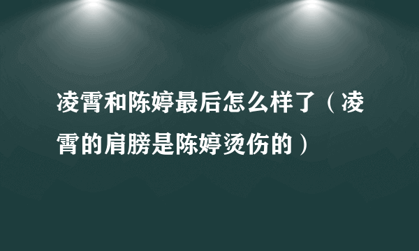 凌霄和陈婷最后怎么样了（凌霄的肩膀是陈婷烫伤的）