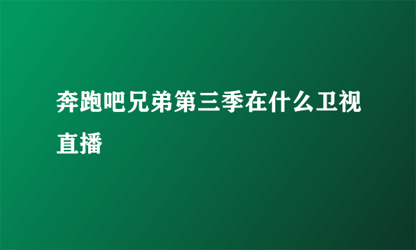 奔跑吧兄弟第三季在什么卫视直播