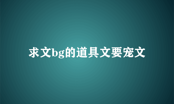 求文bg的道具文要宠文